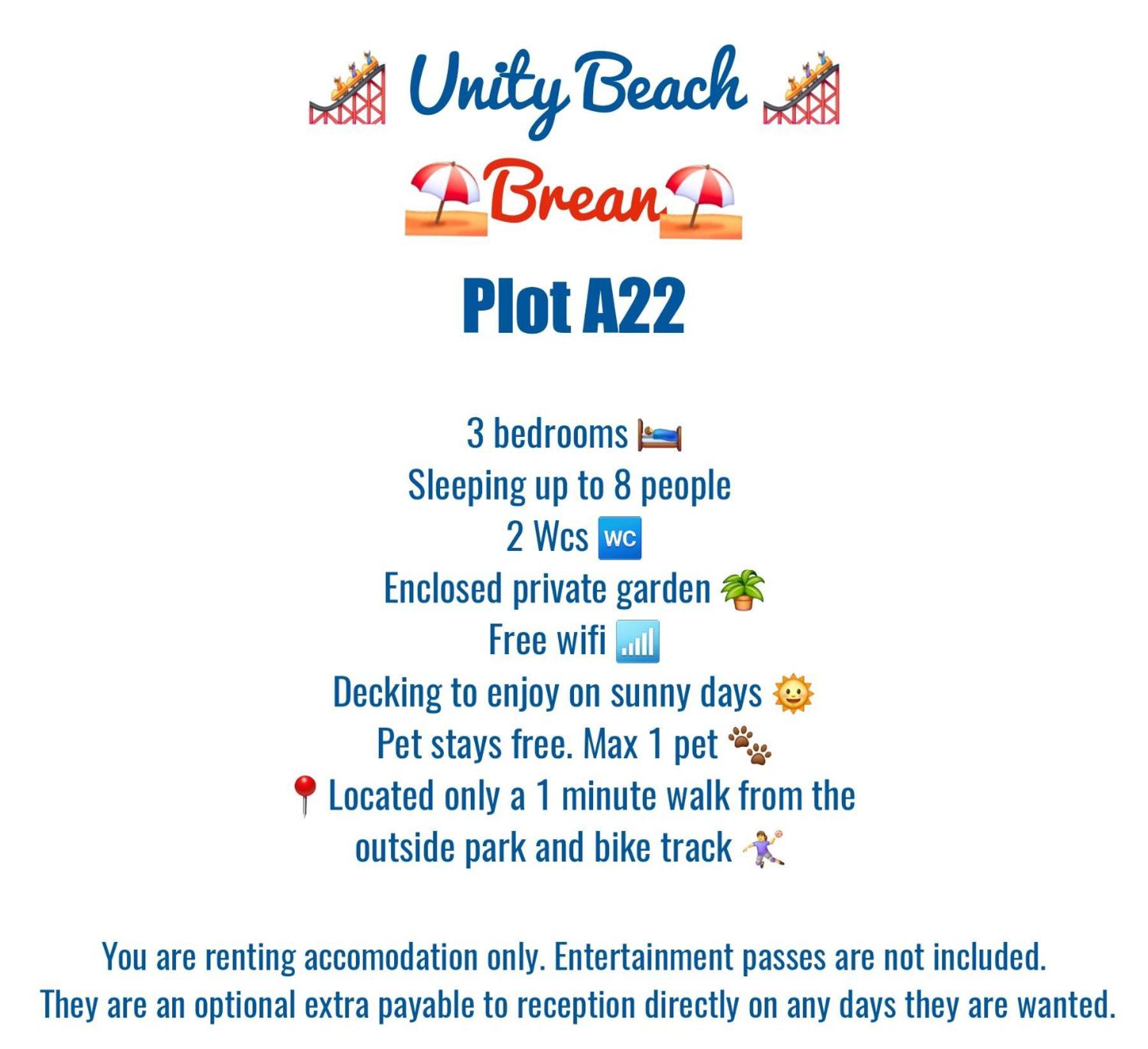A22 Unity Beach Holiday Resort Unity Brean Sleeps 8 People 3 Bedrooms 1 Pet Stays Free Berrow ภายนอก รูปภาพ